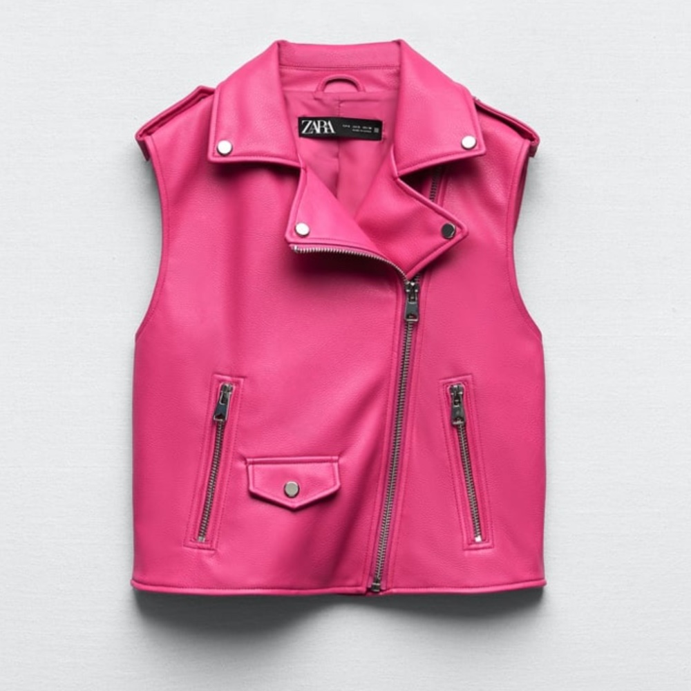 NWOT PINK LEATHER ZARA VEST